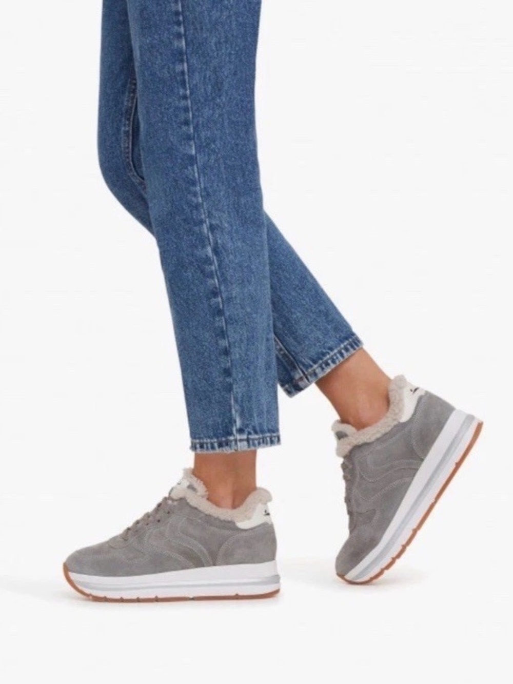 VOILE BLANCHE MARAN Fur Suede Sneakers in Grey - 8.5